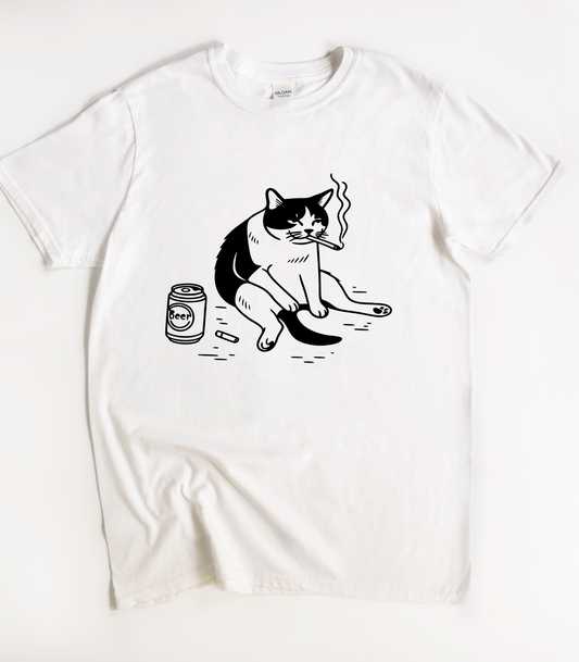 Smoking Cat Y2K Shirt