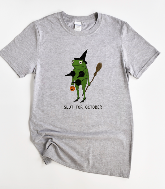 Slut For October Funny Frog Halloween Shirt