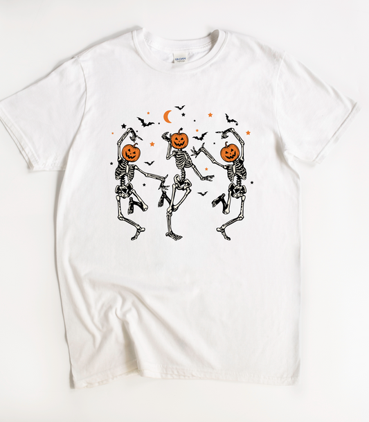 Dancing Pumpkin Skeleton Halloween T-Shirt