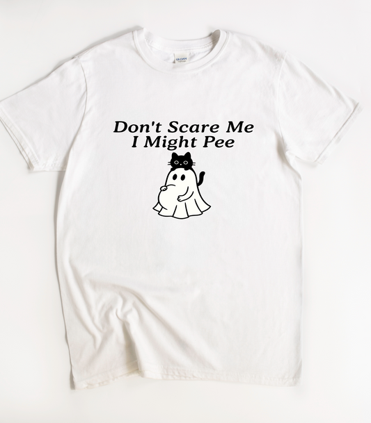 Don't Scare Me I Might Pee Ghost Maternity T-Shirt