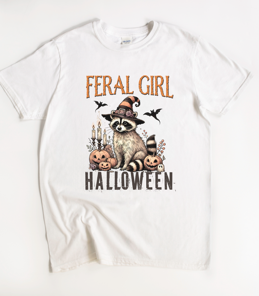 Feral Girl Halloween Raccoon Shirt
