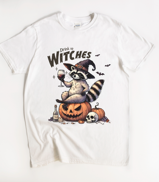 Drink Up Witches Raccoon Halloween T-Shirt