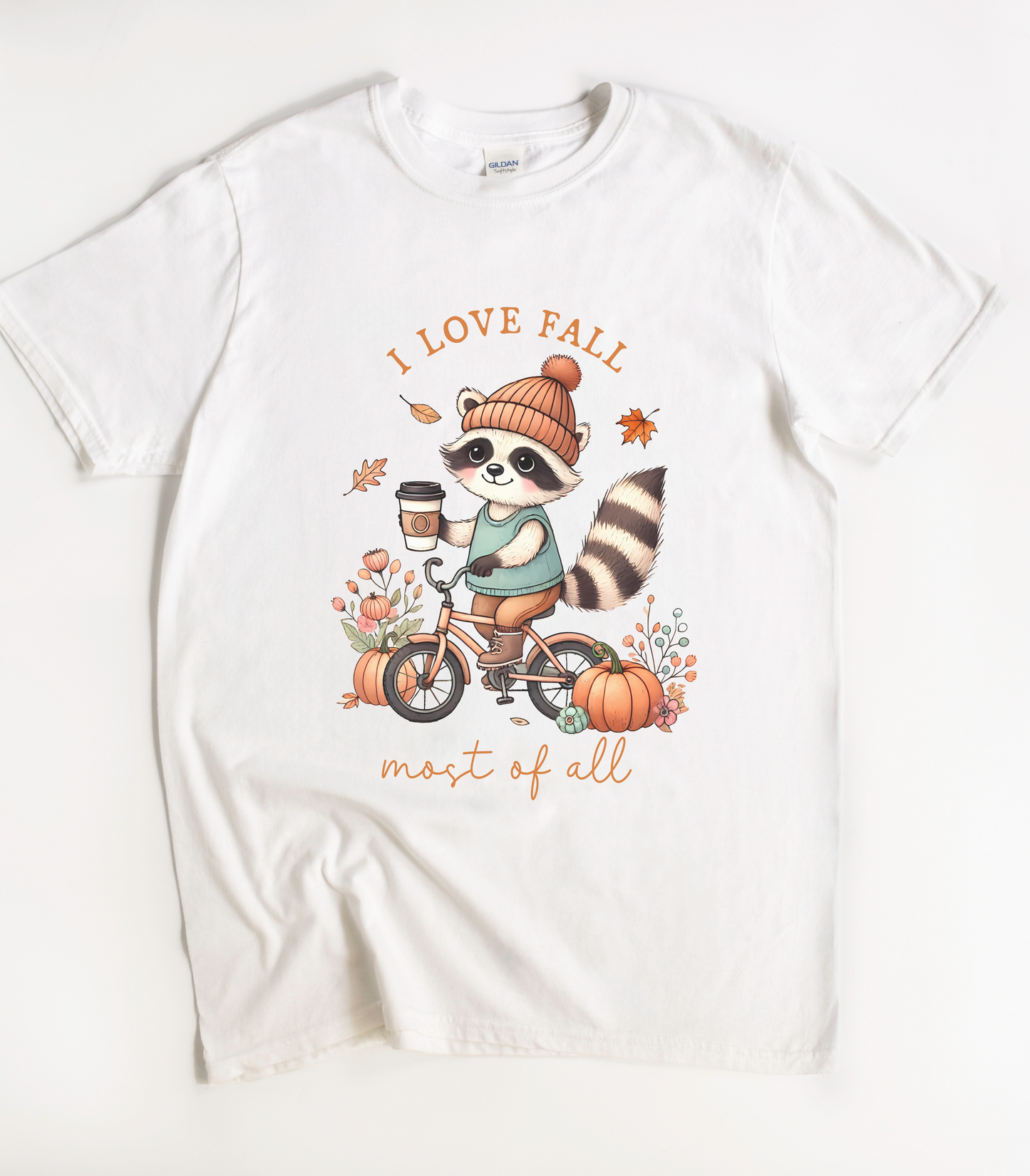 I Love Fall Most Of All Cute Raccoon T-Shirt
