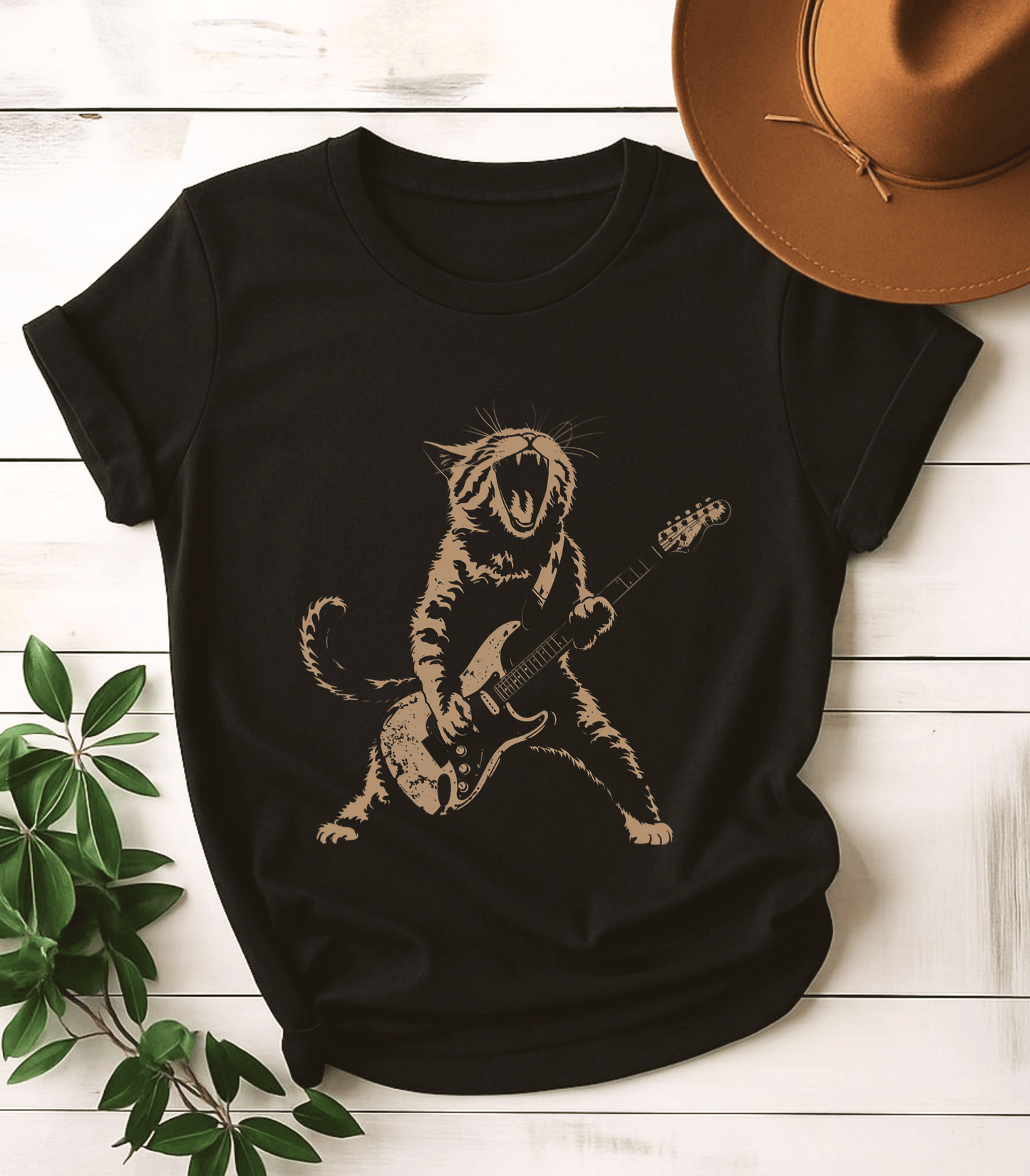 Rock Cat Playing Guitar T-Shirt