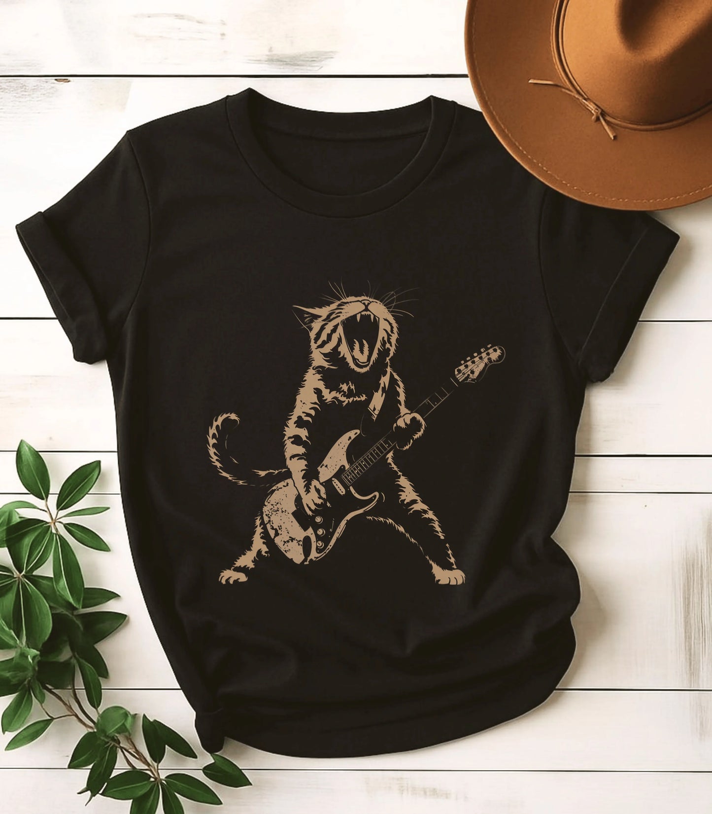 Rock Cat Playing Guitar T-Shirt