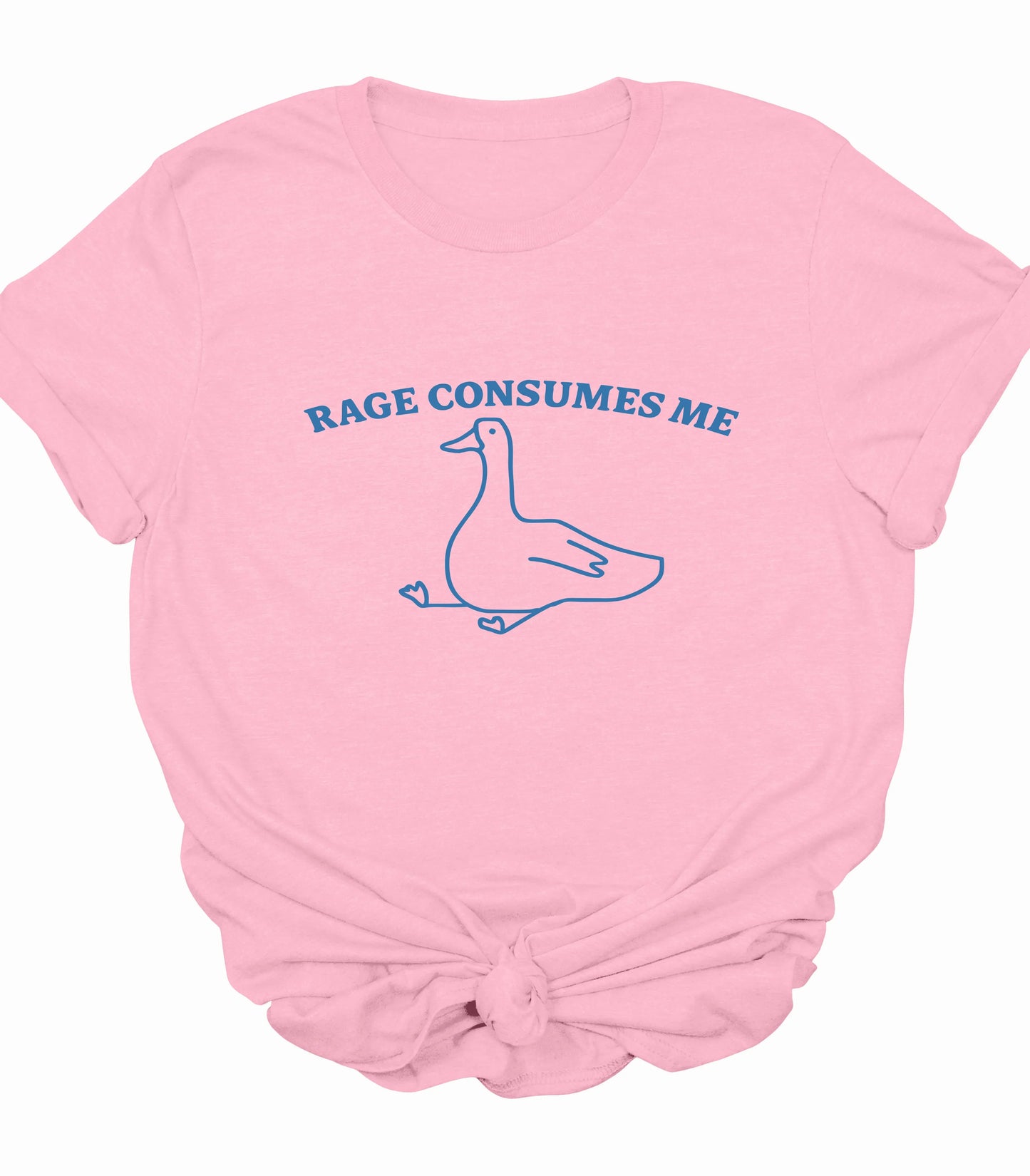 Rage consumes me duck graphic tee on pink t-shirt