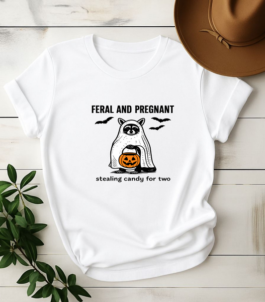 Feral And Pregnant Raccoon Halloween T-Shirt