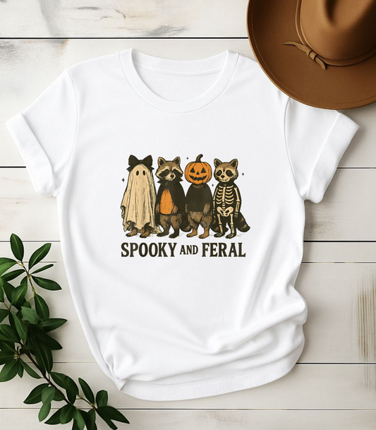 Spooky And Feral Halloween Raccoon T-Shirt