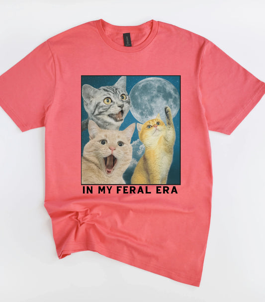 In My Feral Era Three Cats Moon Graphic T-Shirt