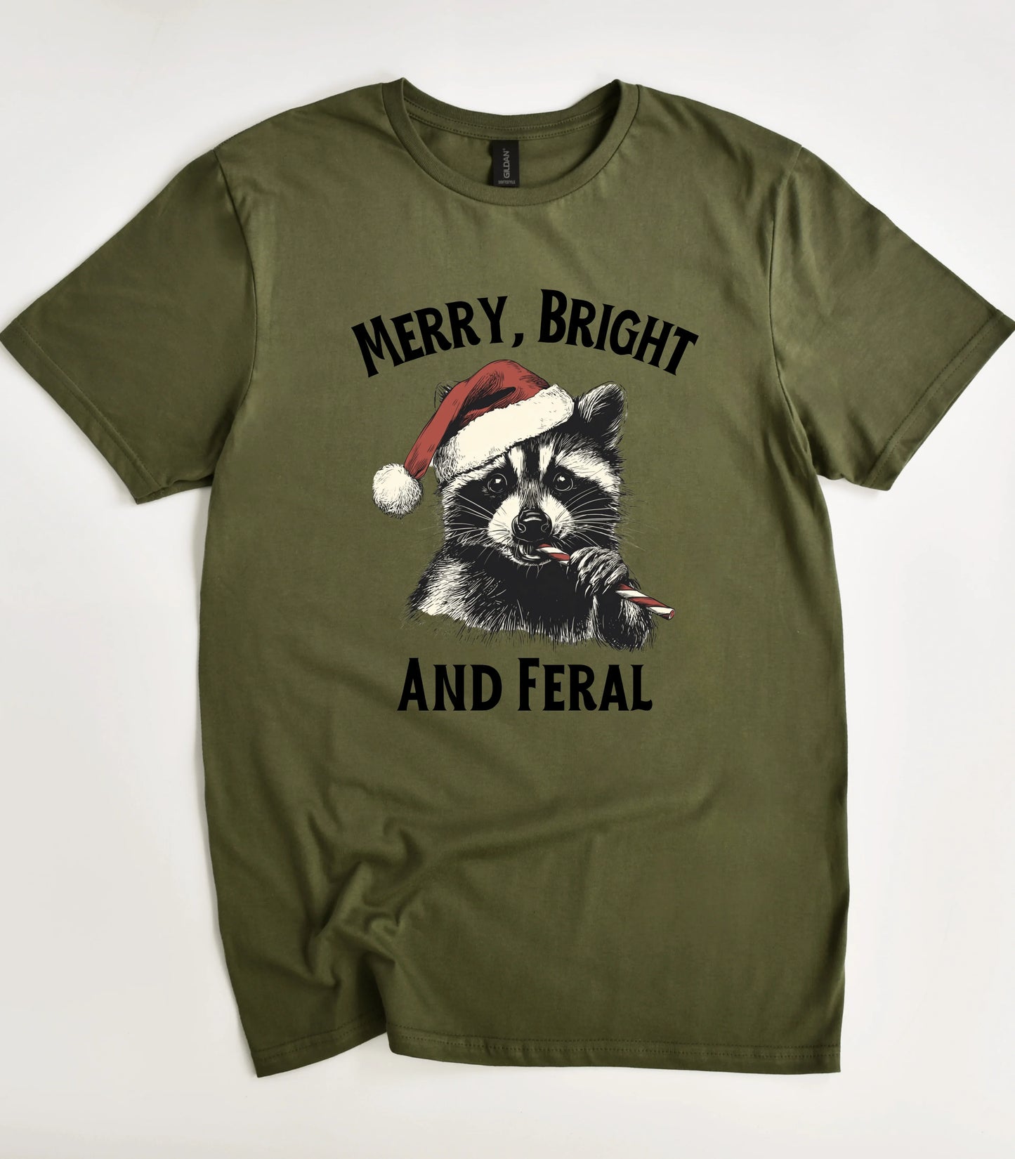Raccoon Christmas Merry Bright and Feral T-Shirt