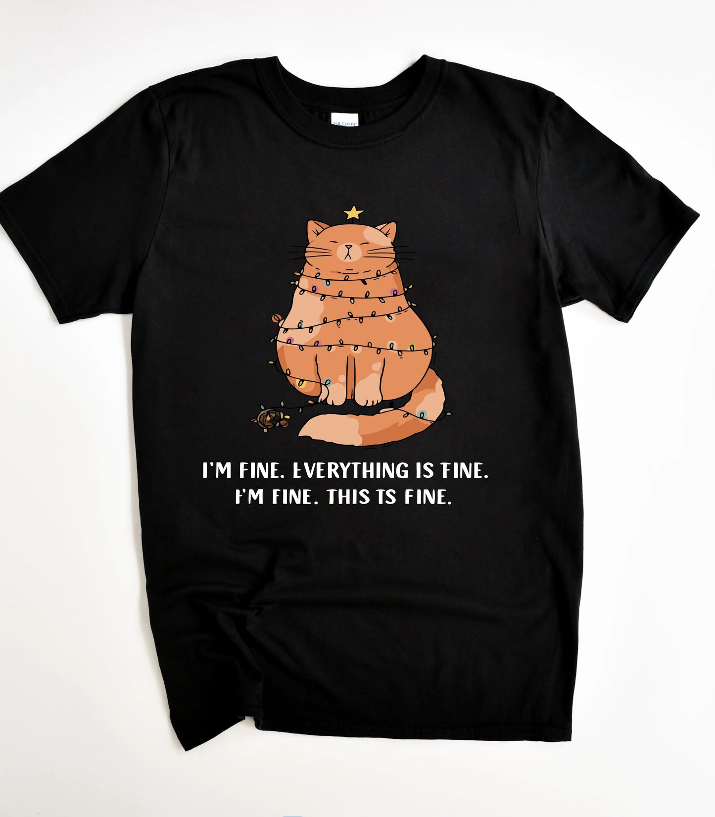 Orange Tabby Cat Christmas T-Shirt