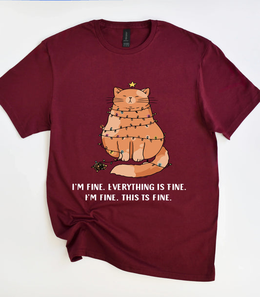 Orange Tabby Cat Christmas T-Shirt