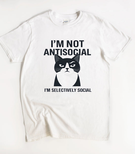 Funny Cat I'm Not Antisocial I'm Selectively Social T-Shirt