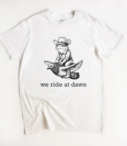 We Ride At Dawn Frog Cowboy T-Shirt