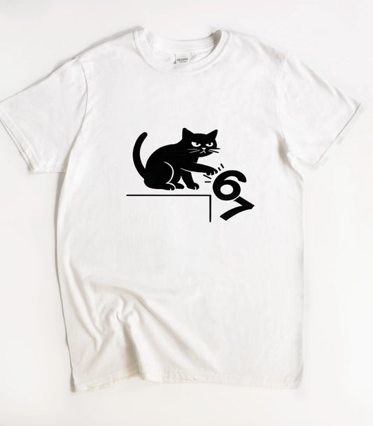 Six Seven Meme Cat T-Shirt