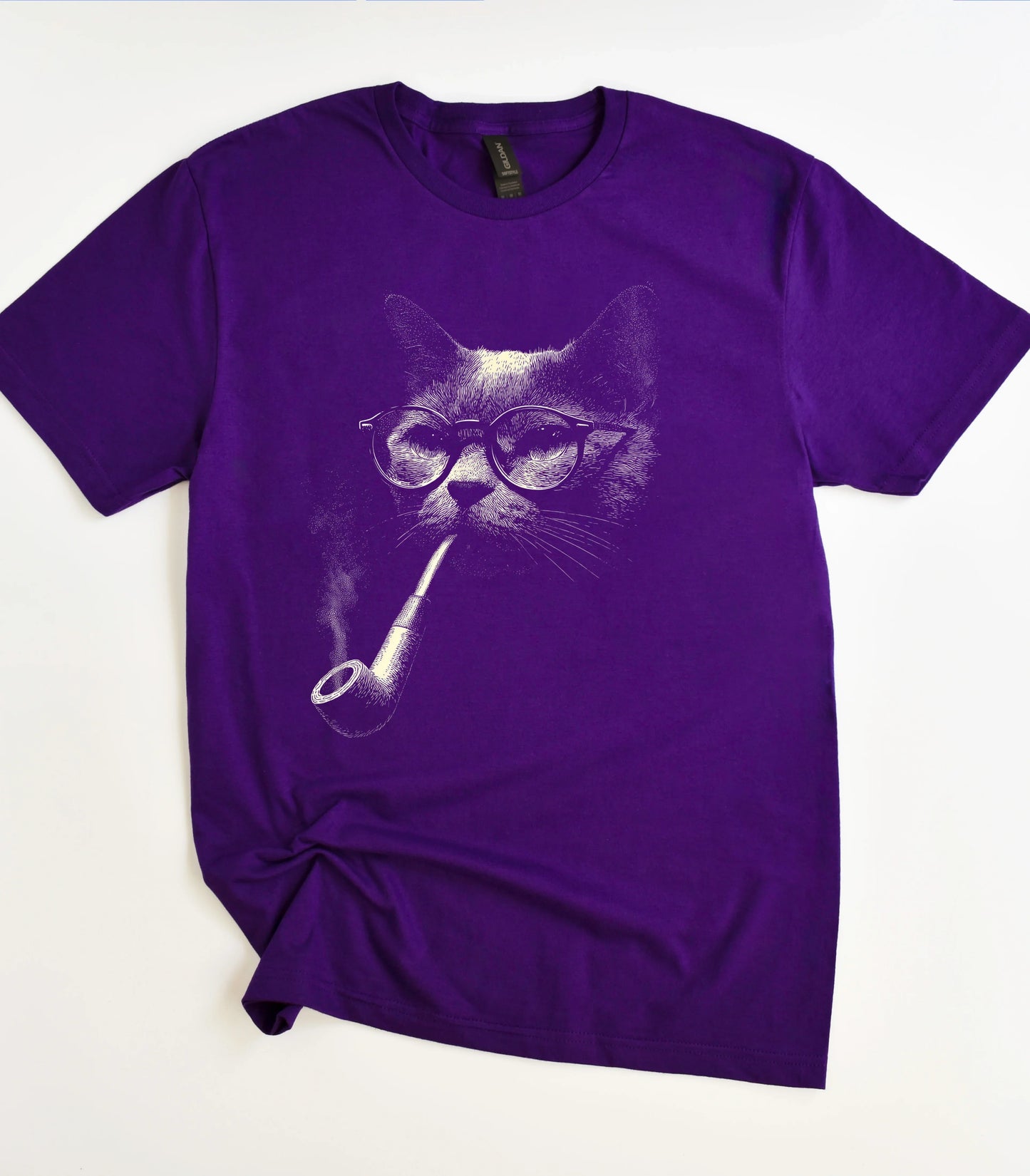 Vintage Smoking Pipe Cat T-Shirt
