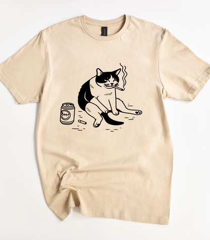 Smoking Cat Y2K Shirt