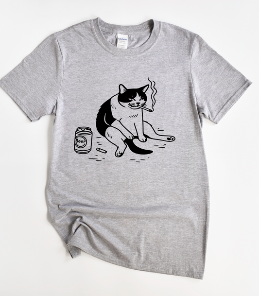 Smoking Cat Y2K Shirt