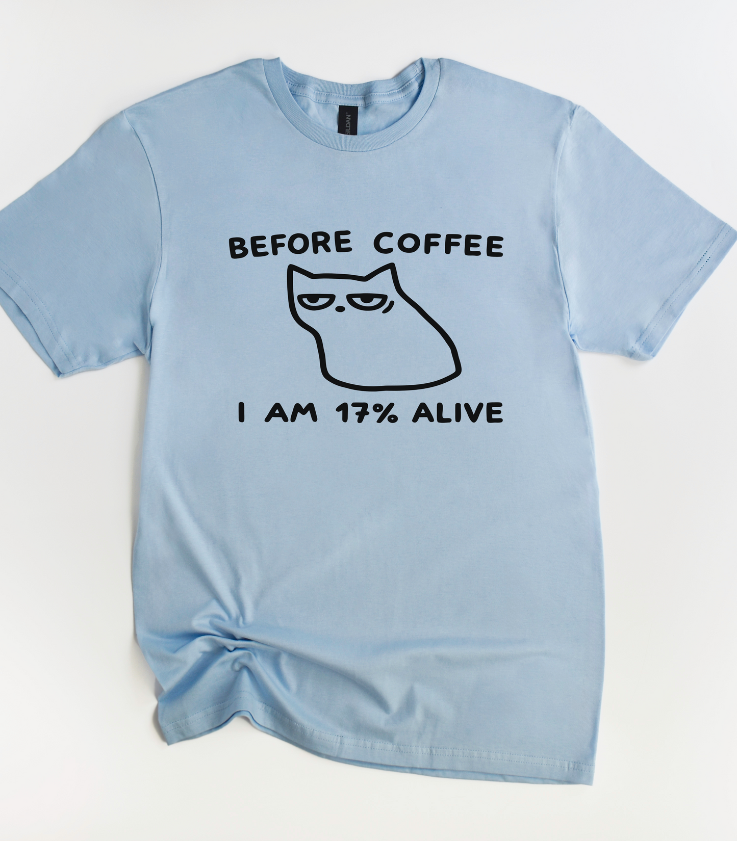 Before Coffee I Am 17% Alive Funny Cat Shirt