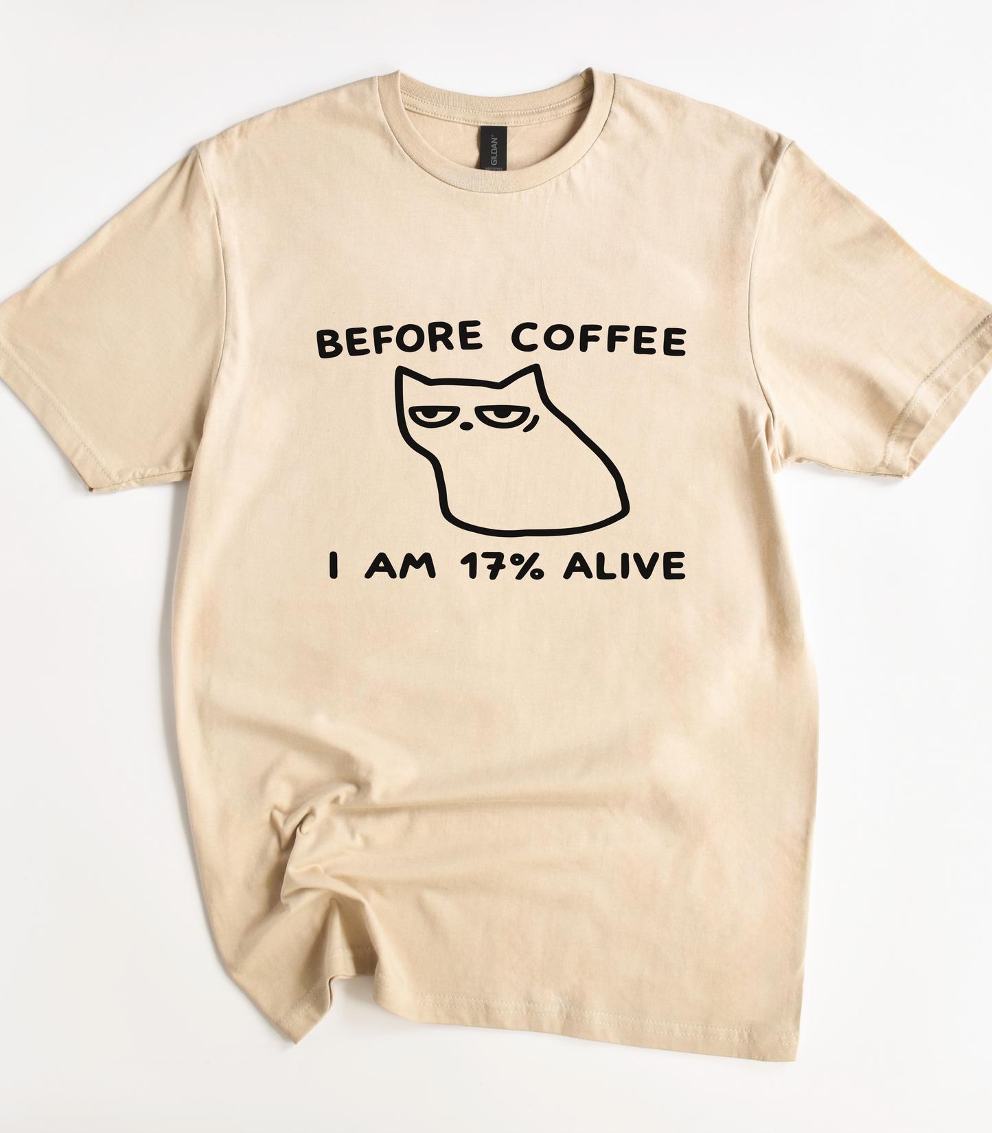 Before Coffee I Am 17% Alive Funny Cat Shirt