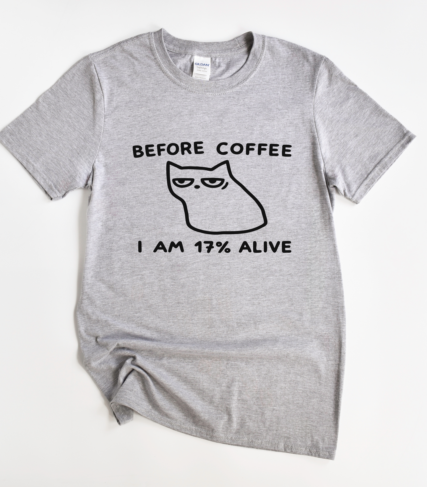 Before Coffee I Am 17% Alive Funny Cat Shirt