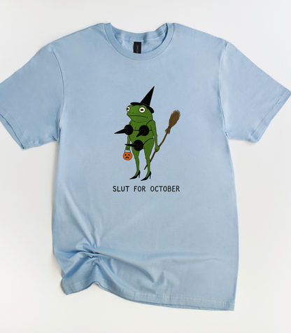 Slut For October Funny Frog Halloween Shirt