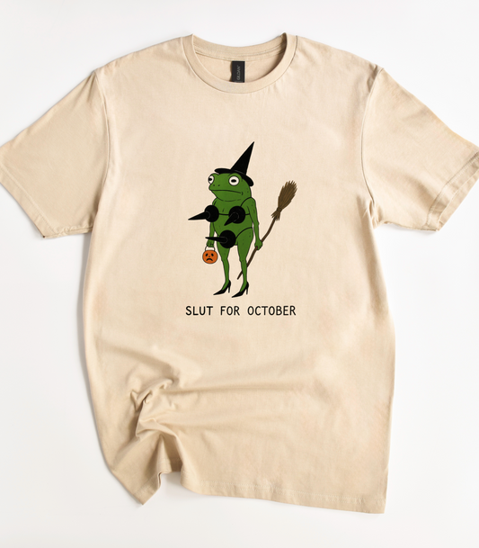 Slut For October Funny Frog Halloween Shirt