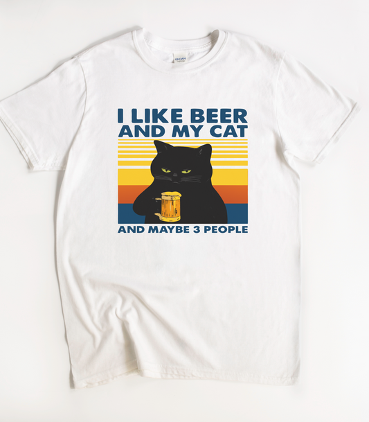 I Like Beer And My Cat And Maybe 3 People T-Shirt