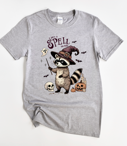 I Put A Spell On You Raccoon Halloween T-Shirt