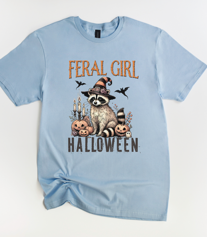 Feral Girl Halloween Raccoon Shirt