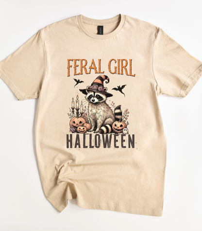 Feral Girl Halloween Raccoon Shirt