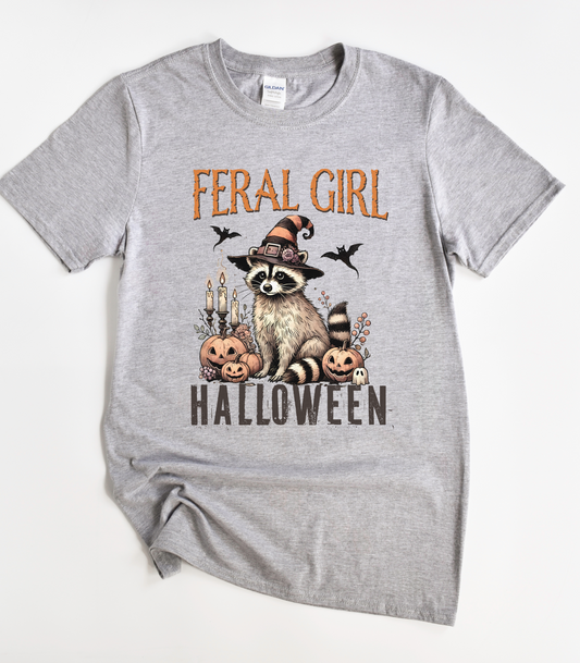 Feral Girl Halloween Raccoon Shirt