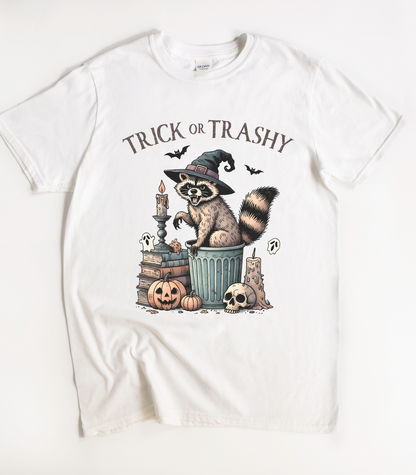 Funny Trick or Trashy Raccoon Halloween T-Shirt