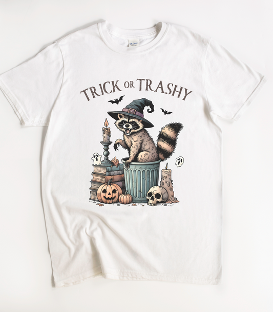 Funny Trick or Trashy Raccoon Halloween T-Shirt
