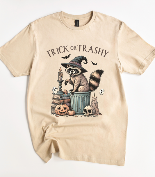 Funny Trick or Trashy Raccoon Halloween T-Shirt