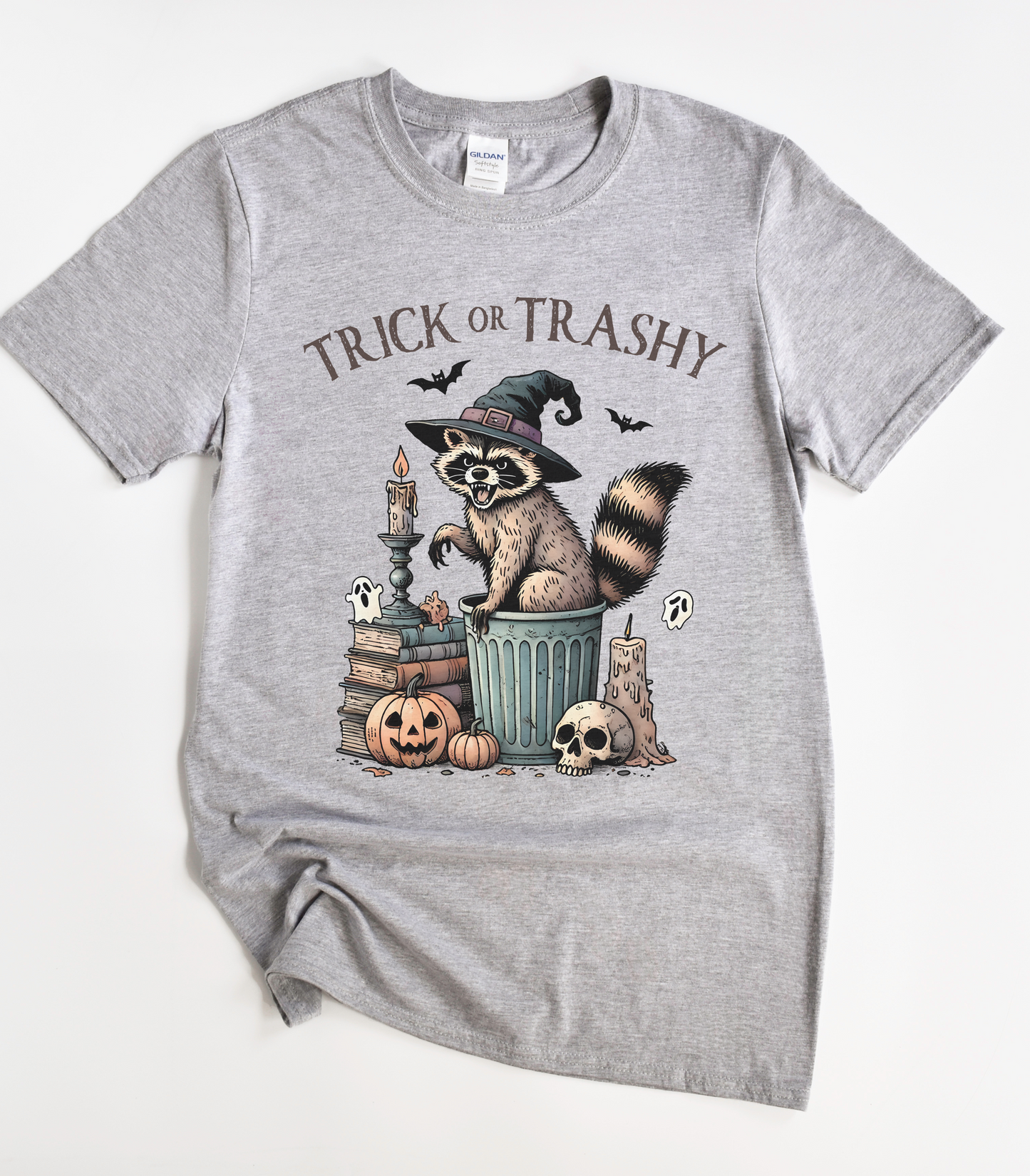 Funny Trick or Trashy Raccoon Halloween T-Shirt