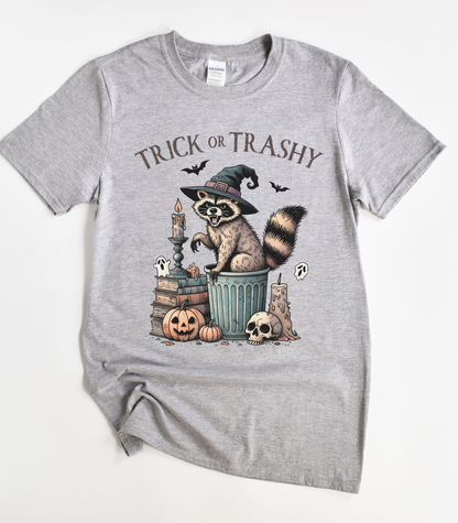 Funny Trick or Trashy Raccoon Halloween T-Shirt