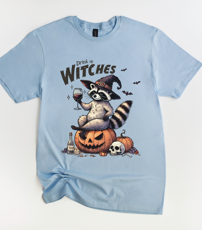 Drink Up Witches Raccoon Halloween T-Shirt