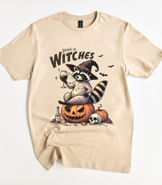 Drink Up Witches Raccoon Halloween T-Shirt