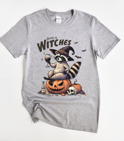 Drink Up Witches Raccoon Halloween T-Shirt