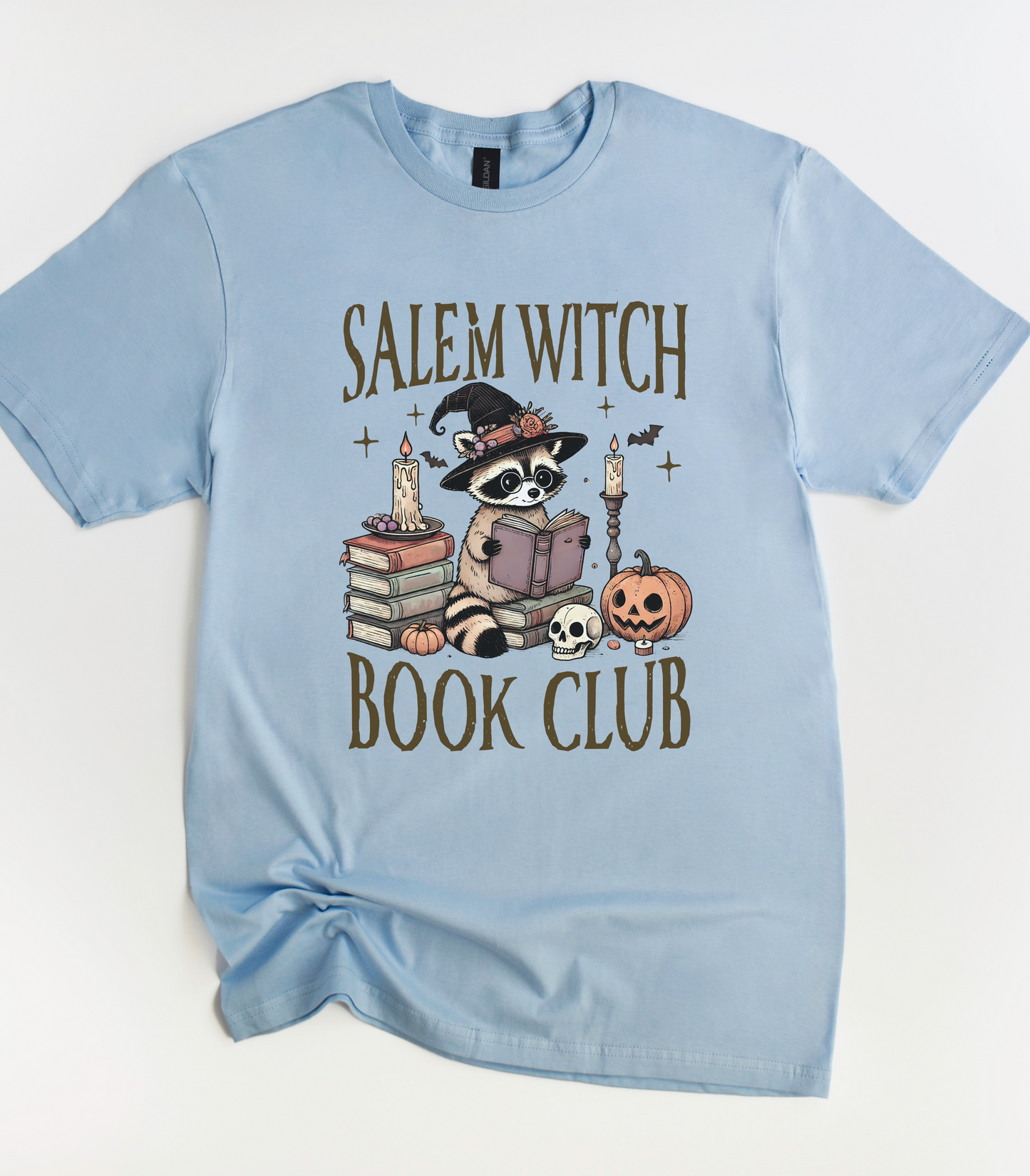 Halloween Salem Witch Book Club Raccoon T-Shirt