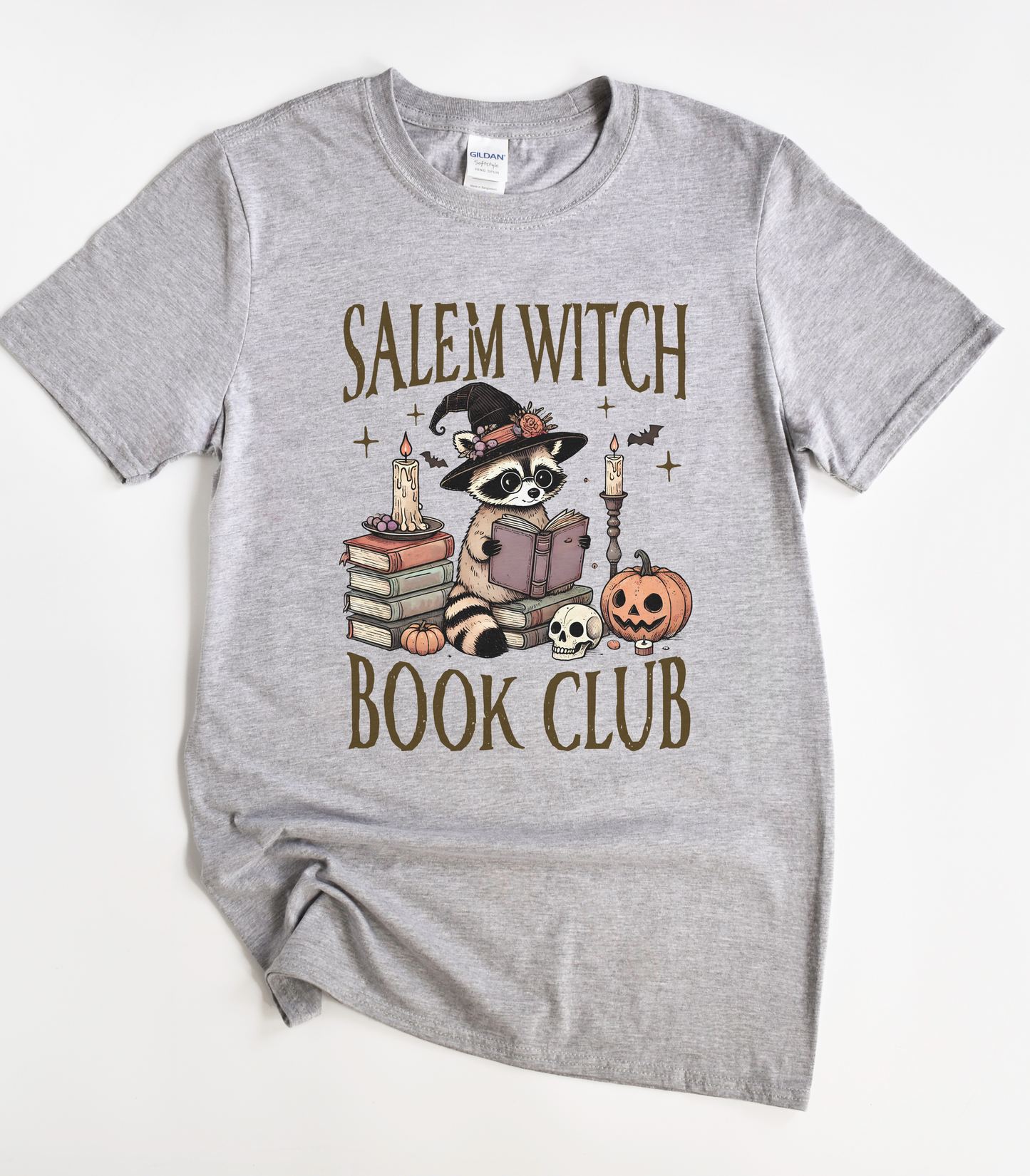 Halloween Salem Witch Book Club Raccoon T-Shirt