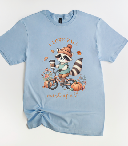 I Love Fall Most Of All Cute Raccoon T-Shirt