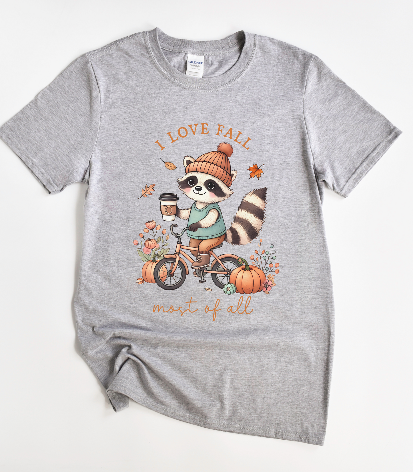 I Love Fall Most Of All Cute Raccoon T-Shirt