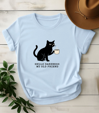 Hello Darkness My Old Friend Black Cat T-Shirt