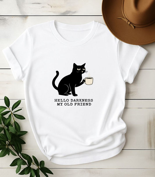 Hello Darkness My Old Friend Black Cat T-Shirt