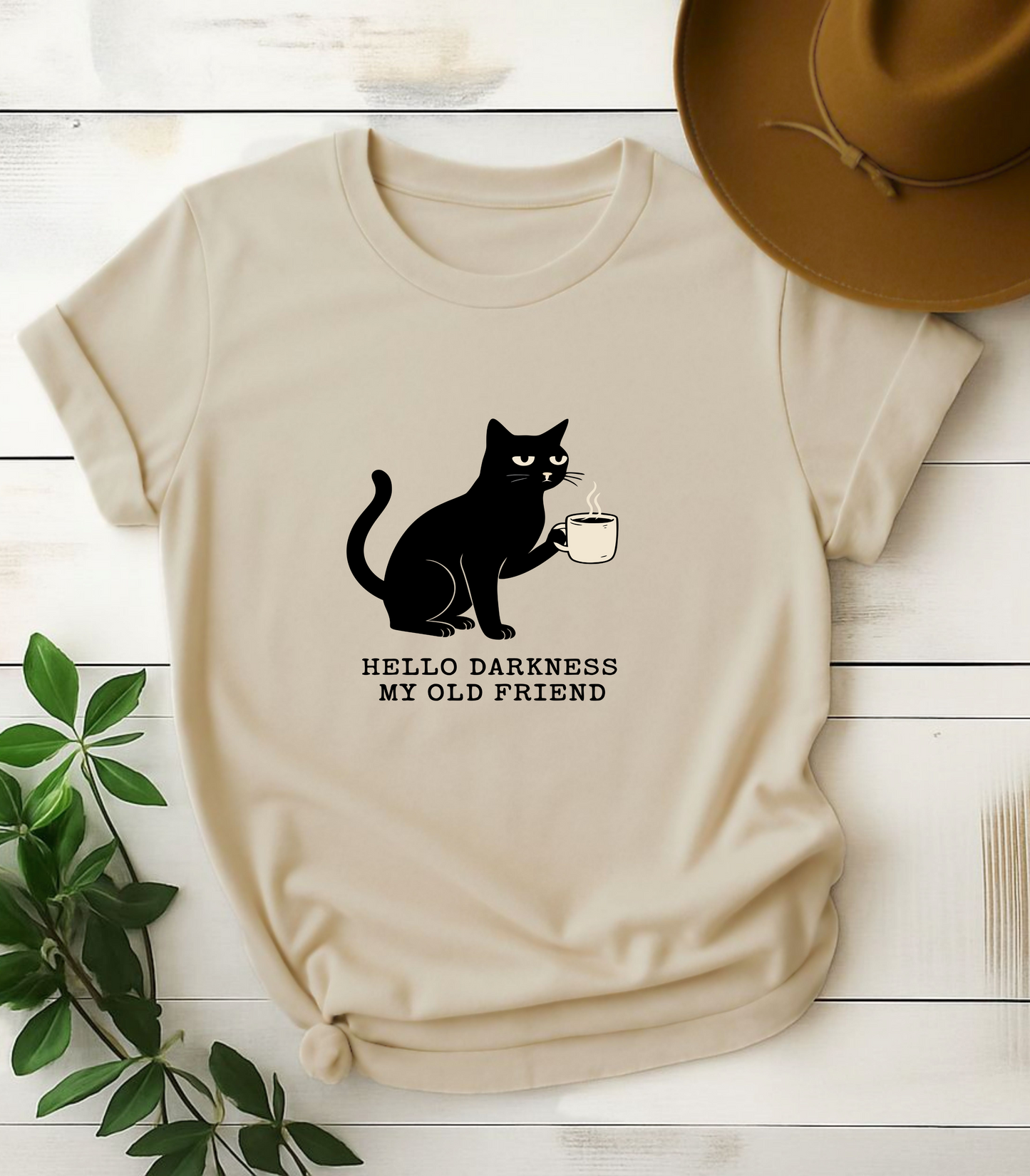 Hello Darkness My Old Friend Black Cat T-Shirt