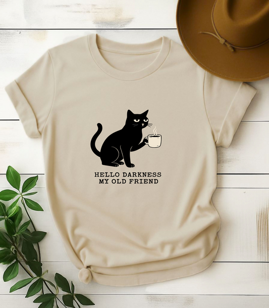 Hello Darkness My Old Friend Black Cat T-Shirt