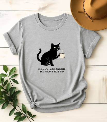 Hello Darkness My Old Friend Black Cat T-Shirt