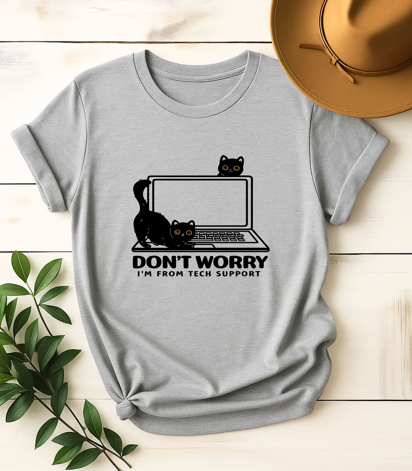Don't Worry I'm From Tech Support Cat T-Shirt